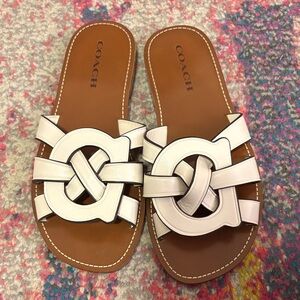 Coach Women's Cream Slide Sandals